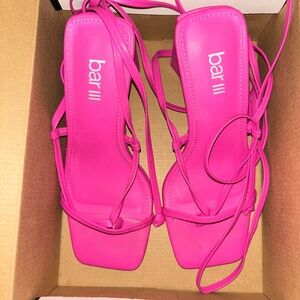 pink bar lll strappy heels
